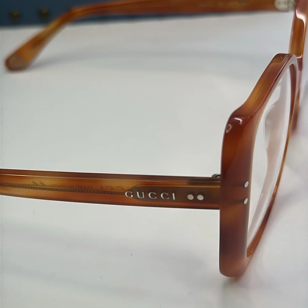 New 100% Authentic Gucci GG0473O 003 Oversized Havana Designer Eyeglasses Women